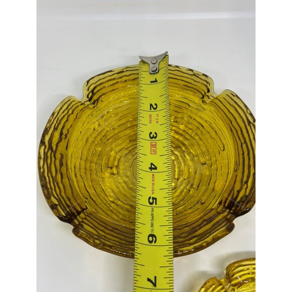 VTG 1970's Anchor Hocking Soreno Woodgrain Style Heavy Ashtray Amber Set of 2 - Picture 8 of 10